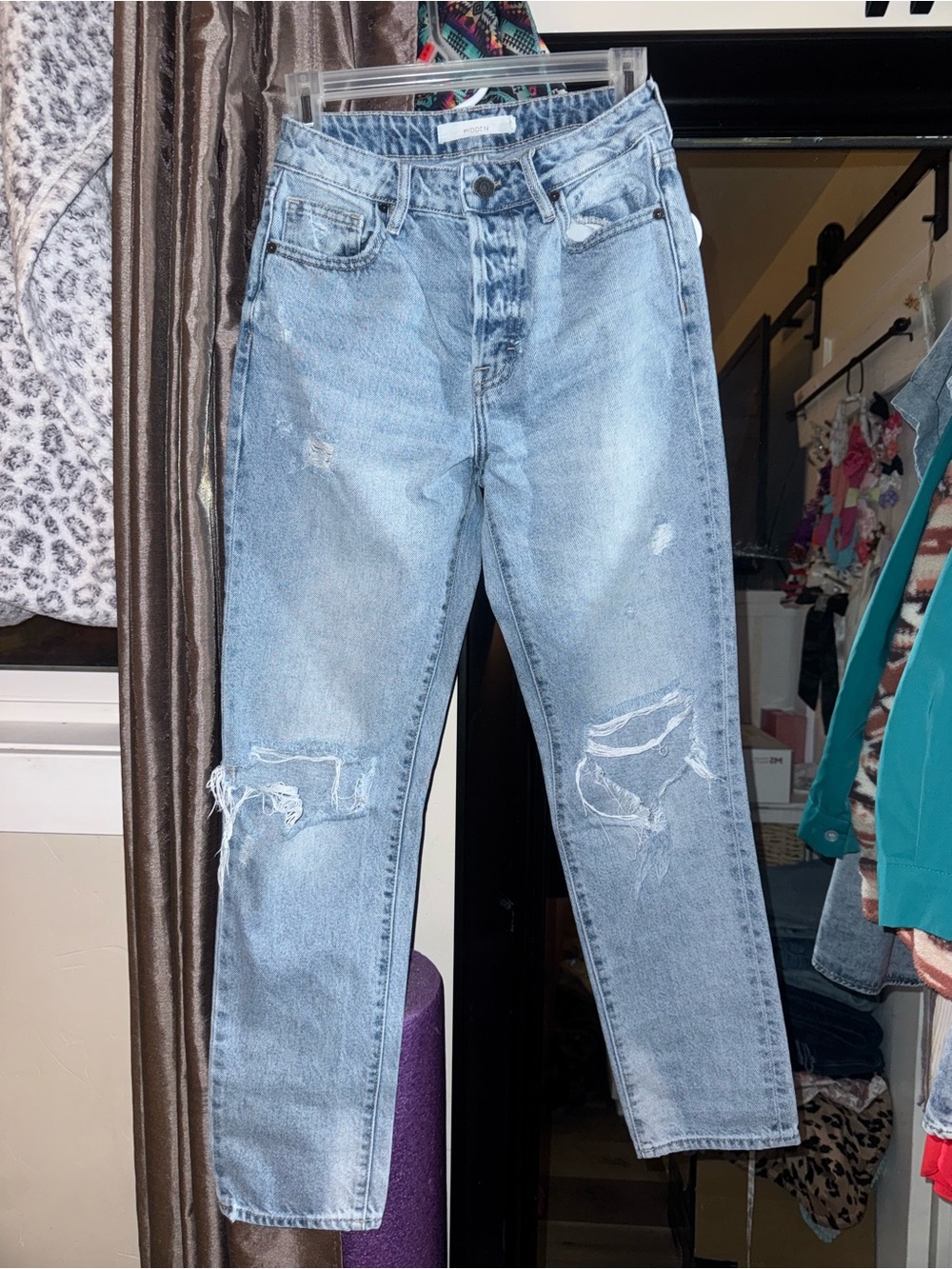 High-Rise Light Blue Distressed Women’s Jeans